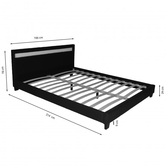 Weber Industries Lit CARDIFF 160x200 éclairage LED + 1 Sommier / Noir