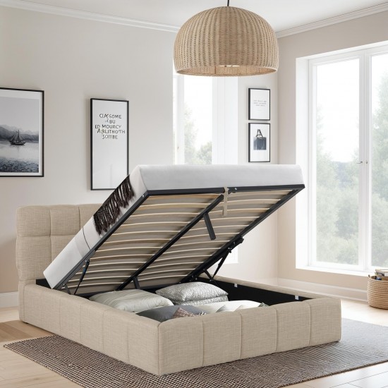 weber industries Lit coffre 140x190 cm ELIAS + sommier / Beige