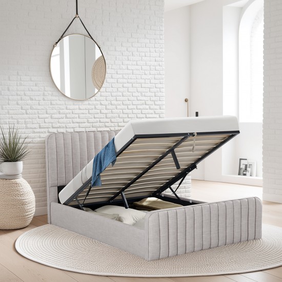 weber industries Lit coffre 160x200 cm NEVA + 1 sommier / Gris clair