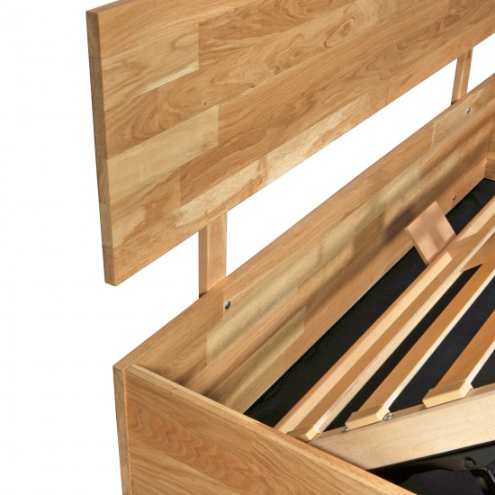 Weber Industries Lit Coffre 180x200cm MILO Avec Tête De Lit + Sommier/ Chêne Massif Huilé
