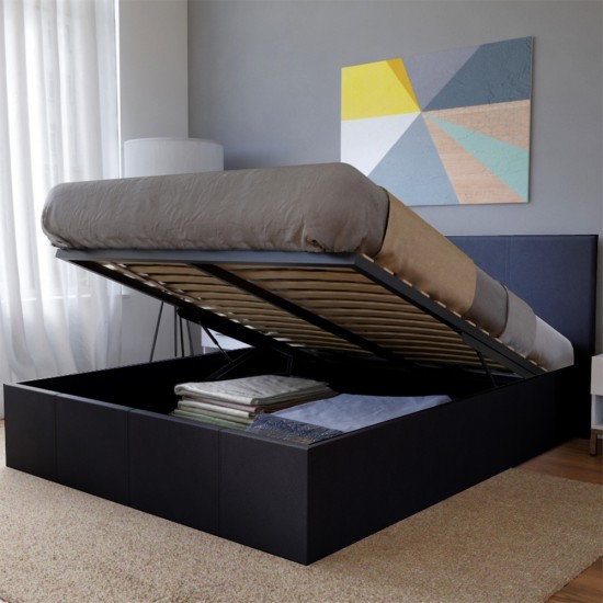 weber industries Lit coffre BARCELONA 140x190 + 1 sommier / Noir