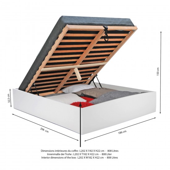 Weber Industries Lit Coffre BILBAO 180x200 Cm + Sommier / Blanc