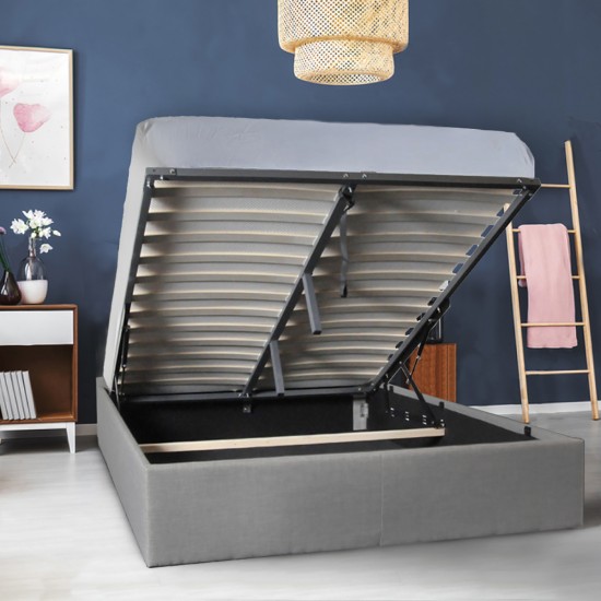 weber industries Lit coffre GENOA 140x190 + 1 sommier / Gris clair