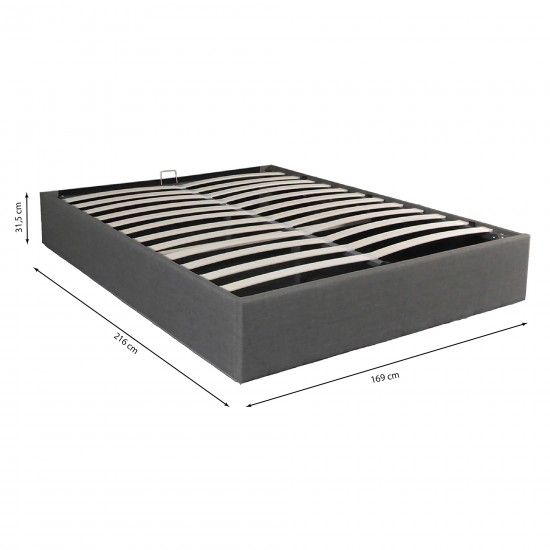 Weber Industries Lit Coffre GENOA 160x200 + 1 Sommier / Gris Foncé