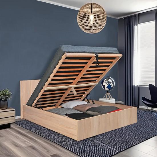 weber industries Lit coffre MADRID 180x200 + 1 sommier / Décor Chêne Blanchi