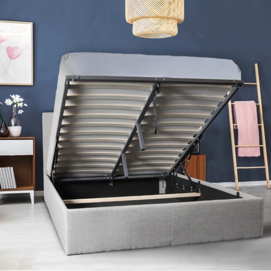 weber industries Lit coffre PARMA 140x190 + 1 sommier / Gris clair