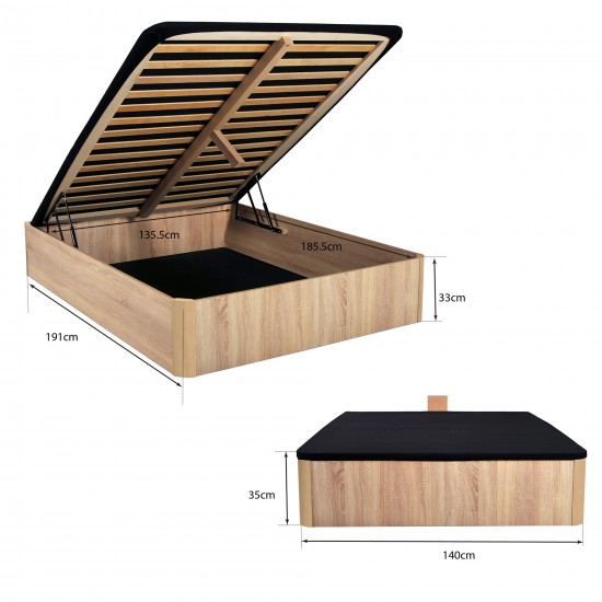 Weber Industries LIT COFFRE SPIRO 140x190cm + 1 SOMMIER / Décor Chêne Blanchi