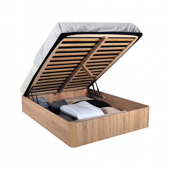 Weber Industries LIT COFFRE SPIRO 160x200cm + 1 SOMMIER / Décor Chêne Blanchi