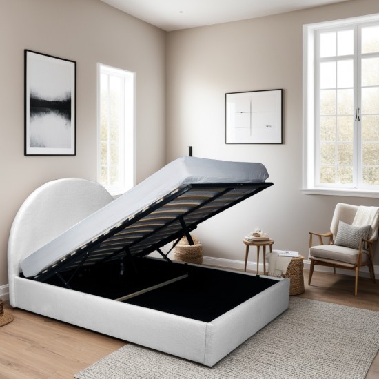 weber industries LIT COFFRE TISSU BOUCLETTE 140x190 SHERPA + SOMMIER / Blanc