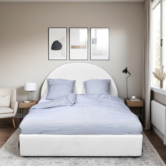 Weber Industries LIT COFFRE TISSU BOUCLETTE 160x200 SHERPA + SOMMIER / Blanc