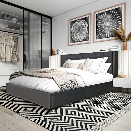 weber industries Lit coffre WEMBLEY 140x190 + 1 sommier / Gris foncé