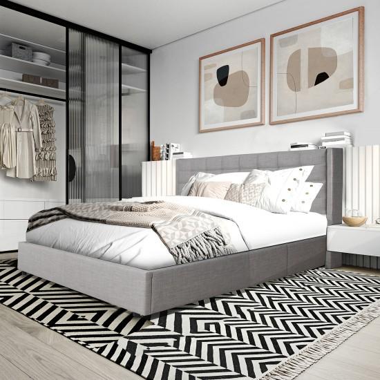 weber industries Lit coffre WEMBLEY 160x200 + 1 sommier / Gris clair