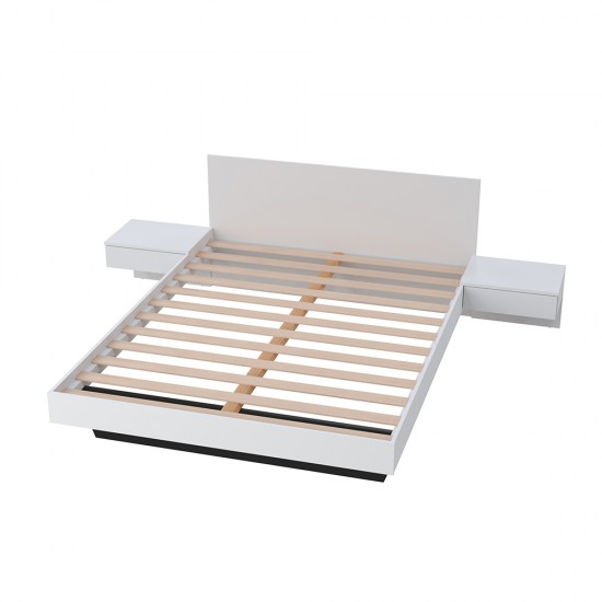 Weber Industries Lit COOL 140x190 Cm + 2 Chevets + Sommier / Blanc