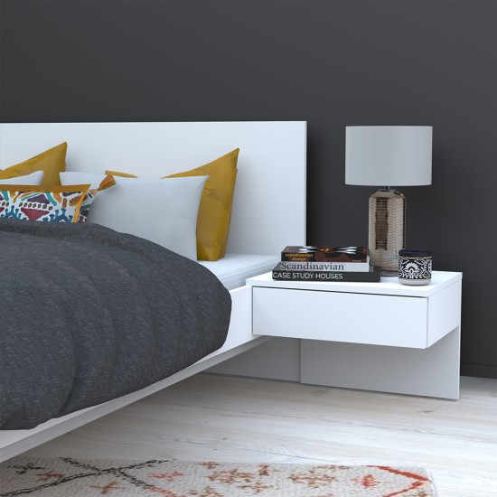 Weber Industries Lit COOL 140x190 Cm + 2 Chevets + Sommier / Blanc