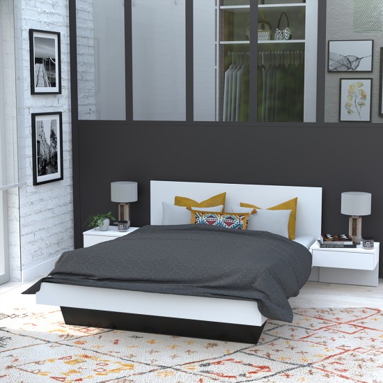 weber industries Lit COOL 140x190 cm + 2 chevets + sommier / Blanc