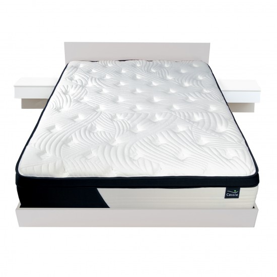 Weber Industries Lit COOL 140x190 Cm + 2 Chevets + Sommier + Matelas CASSIE / Blanc