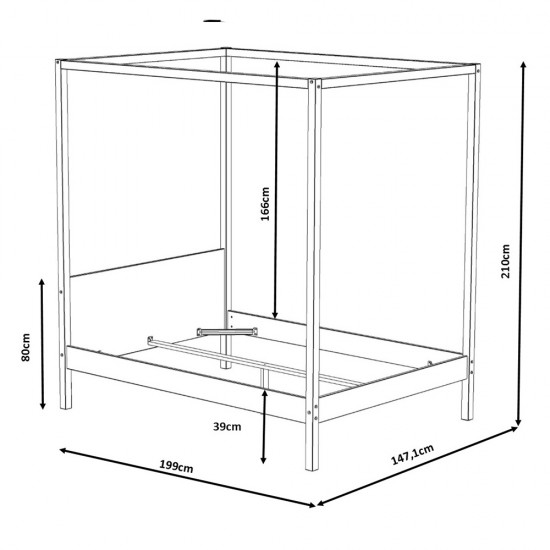 Weber Industries Lit Double à Baldaquin ROMANCE 140x190 / Blanc