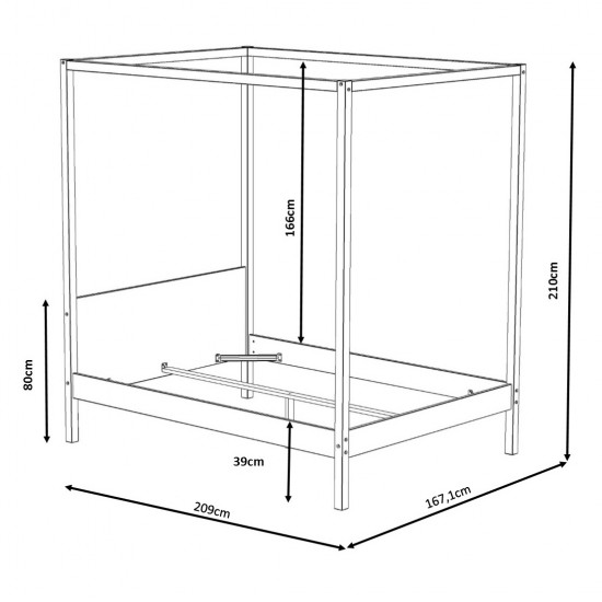 Weber Industries Lit Double à Baldaquin ROMANCE 160x200 / Laqué Blanc