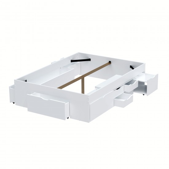 Weber Industries Lit Double JAZZ 140x190 7 Tiroirs + 2 Chevets / Blanc