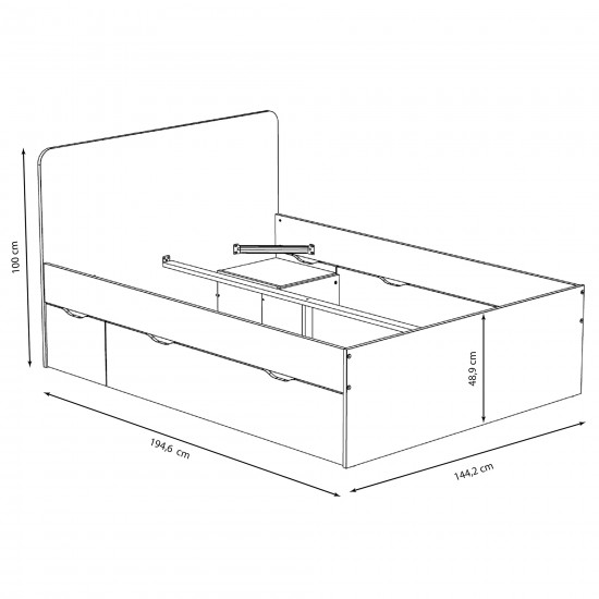 Weber Industries Lit Double ZENIA 140x190 + 2 Chevets + 2 Tiroirs / Blanc