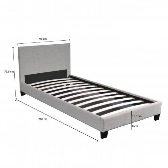 Weber Industries Lit DUBLIN 90x190 + 1 Sommier / Gris Clair