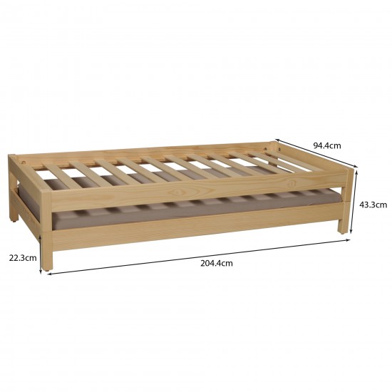 Weber Industries Lit Empilable JONAS 90x200 (lot De Deux Lits)+ 2 Sommiers / Naturel