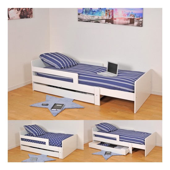 Weber Industries Lit évolutif ZOE 90x140-170-190-200 + 1 Sommier / Blanc