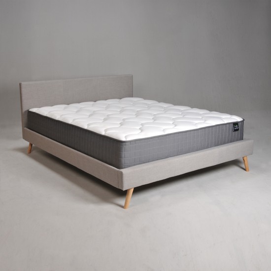 Weber Industries Lit FJORD 140x190 Tissu + 1 Sommier + 1 Matelas CARLTON / Gris Clair