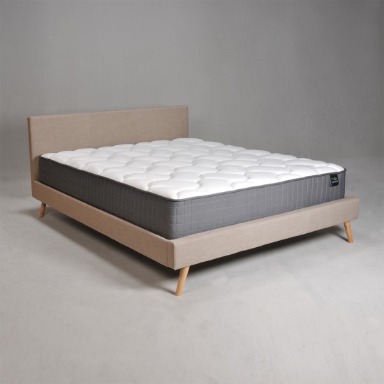 Weber Industries Lit FJORD 140x190 Tissu + 1 Sommier + 1 Matelas CARLTON / Beige