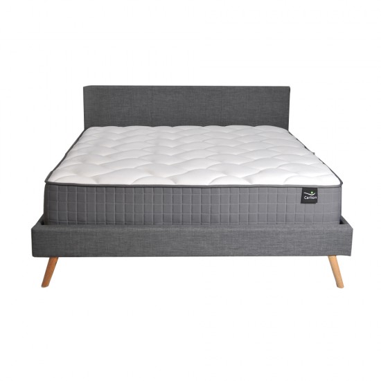 Weber Industries Lit FJORD 140x190 Tissu + 1 Sommier + 1 Matelas CARLTON / Gris Foncé