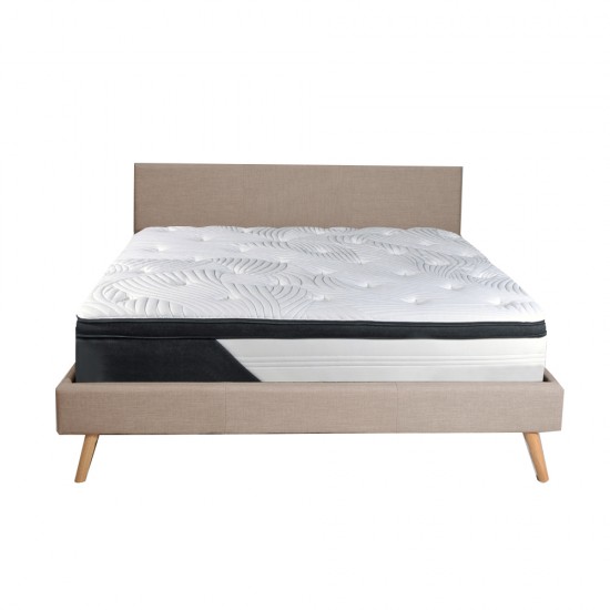Weber Industries Lit FJORD 140x190 Tissu + 1 Sommier + 1 Matelas CASSIE / Beige
