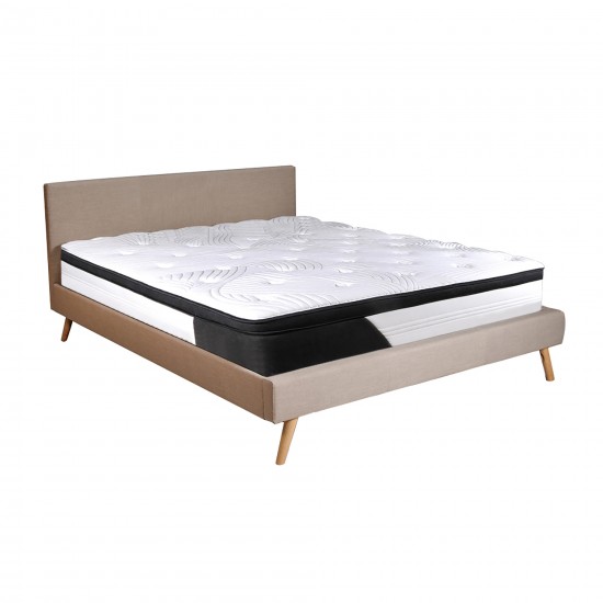 Weber Industries Lit FJORD 140x190 Tissu + 1 Sommier + 1 Matelas CASSIE / Beige