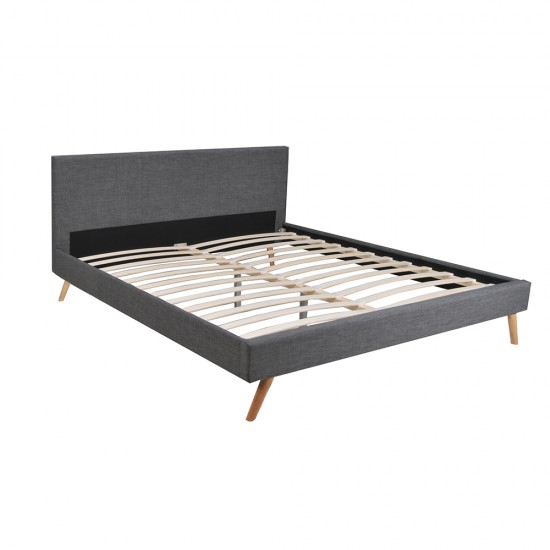 Weber Industries Lit FJORD 140x190 Tissu + 1 Sommier / Gris Foncé