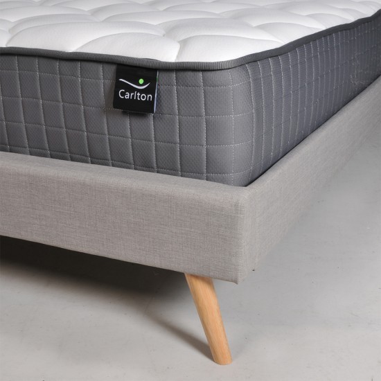 Weber Industries Lit FJORD 160x200 Tissu + 1 Sommier + 1 Matelas CARLTON / Gris Clair