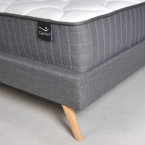 Weber Industries Lit FJORD 160x200 Tissu + 1 Sommier + 1 Matelas CARLTON / Gris Foncé