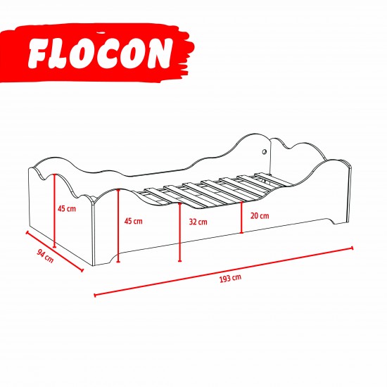 Weber Industries Lit FLOCON 90x190 Cm + Sommier /Blanc