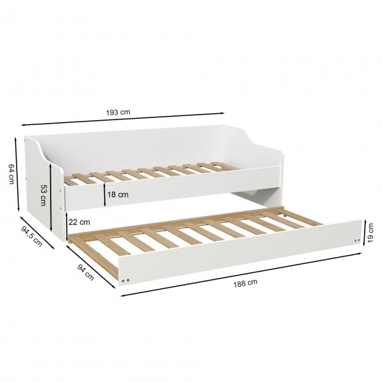 Weber Industries Lit Gigogne SWEET 90x190 + 2 Sommiers + 1 Tiroir-lit / Blanc