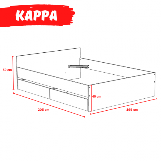 Weber Industries Lit KAPPA 160x200 Cm + 2 Tiroirs / Blanc