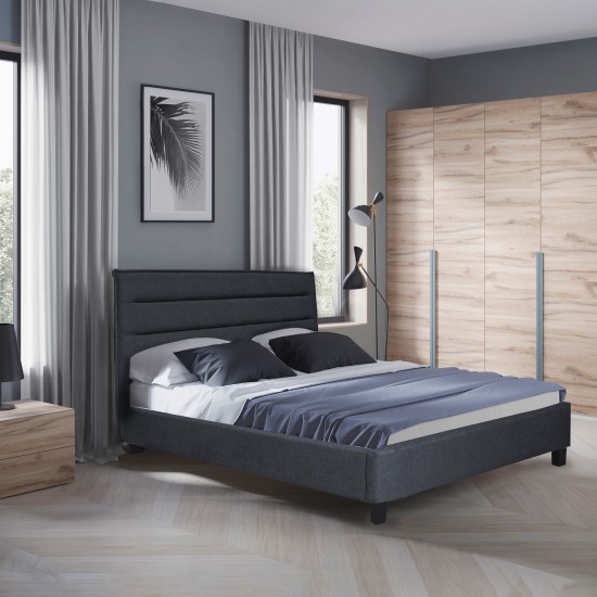 weber industries Lit LACANAU 140x190 + sommier / Gris foncé