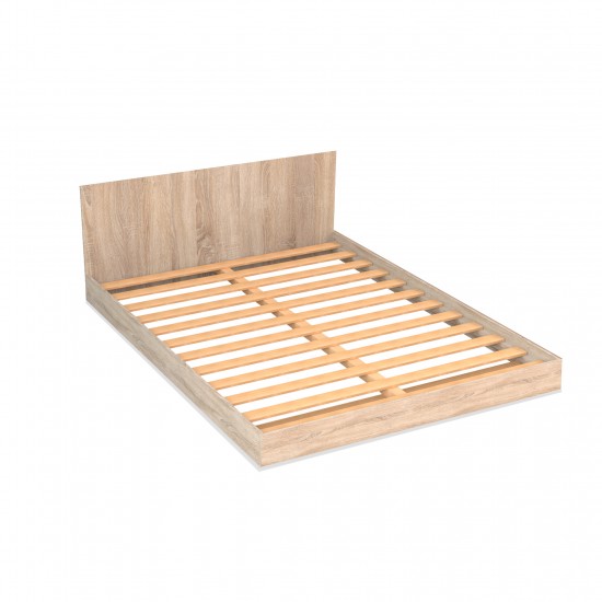 Weber Industries Lit LOFT 140x190 + 1 Sommier + Tête De Lit / Décor Chêne Blanchi