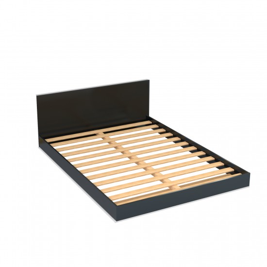 Weber Industries Lit LOFT 140x190 + 1 Sommier + Tête De Lit / Noir