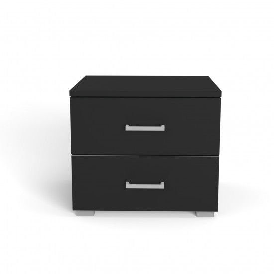 Weber Industries Lit LOFT 140x190 + 2 Chevets + Sommier + Tête De Lit / Noir