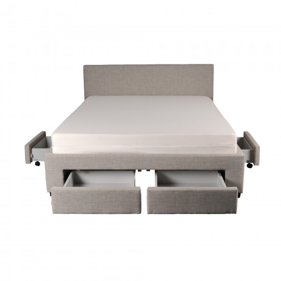 Weber Industries Lit LUGANO 140x190 + 1 Sommier + 4 Tiroirs / Gris Clair