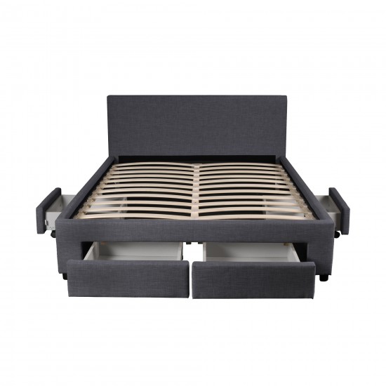 Weber Industries Lit LUGANO 140x190 + 1 Sommier + 4 Tiroirs / Gris Foncé