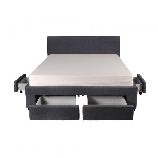 Weber Industries Lit LUGANO 140x190 + 1 Sommier + 4 Tiroirs / Gris Foncé