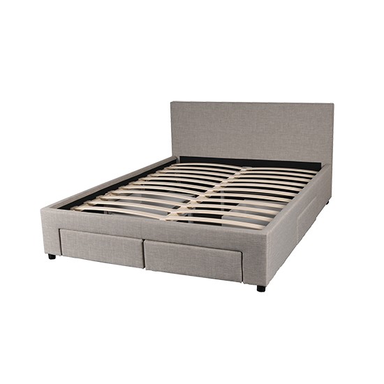 Weber Industries Lit LUGANO 160x200 + 1 Sommier + 4 Tiroirs / Gris Clair