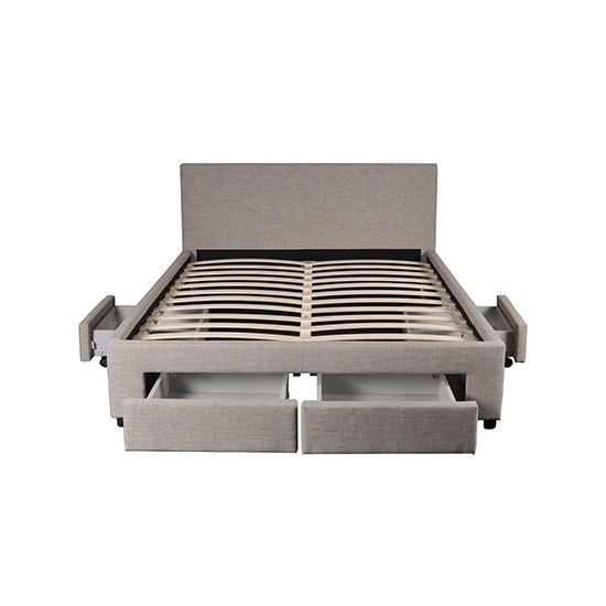 Weber Industries Lit LUGANO 160x200 + 1 Sommier + 4 Tiroirs / Gris Clair