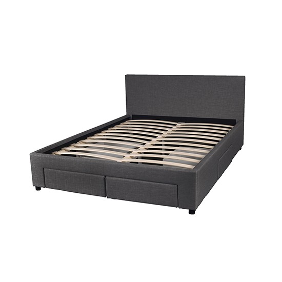 Weber Industries Lit LUGANO 160x200 + 1 Sommier + 4 Tiroirs / Gris Foncé