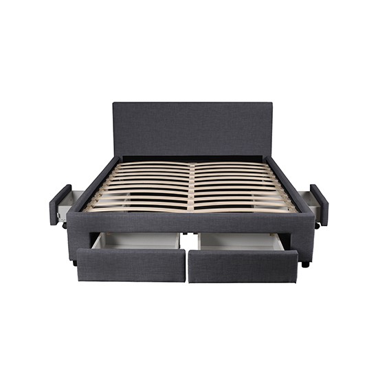 Weber Industries Lit LUGANO 160x200 + 1 Sommier + 4 Tiroirs / Gris Foncé