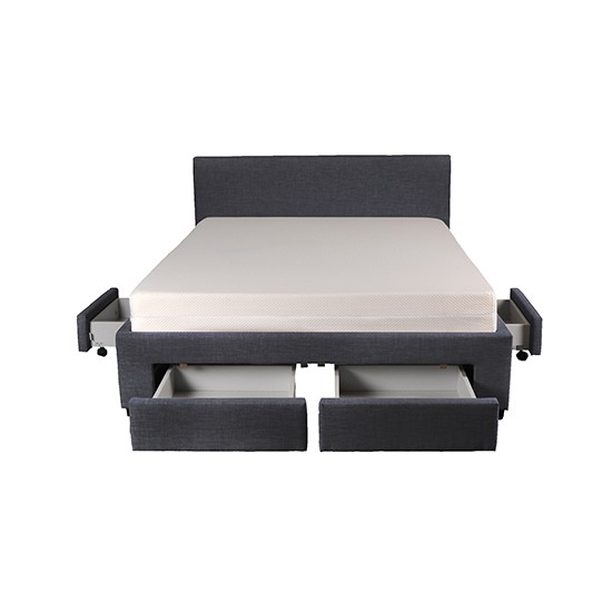 Weber Industries Lit LUGANO 160x200 + 1 Sommier + 4 Tiroirs / Gris Foncé